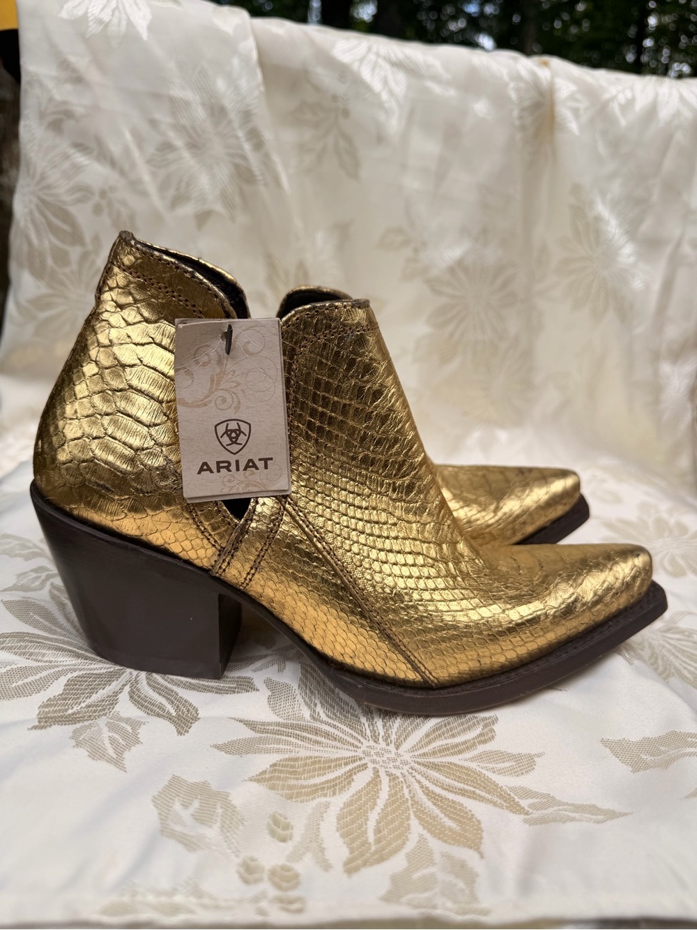 Ariat Womens Gold Python Leather Ankle Boots